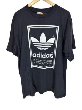 adidas Men’s Black Trefoil Logo Graphic Tee large 035T